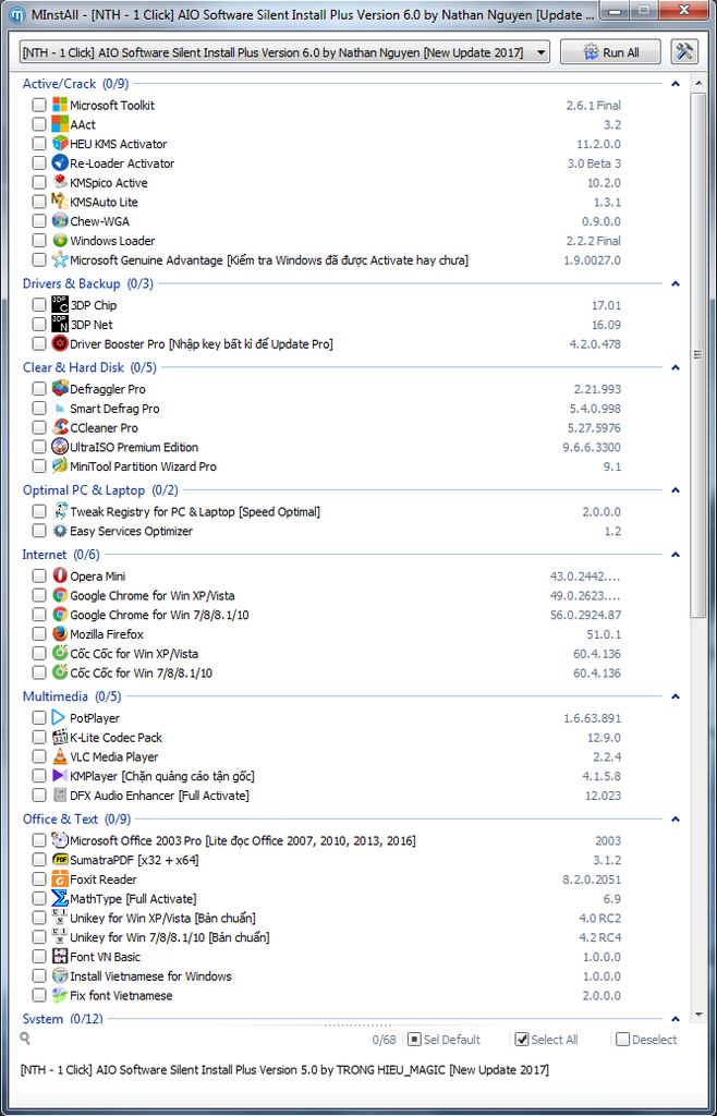 Mini AIO Software Silent Install Plus 8.0 by Nathan Nguyen - Bộ Cài Đặt Cần Thiết Cho KTV